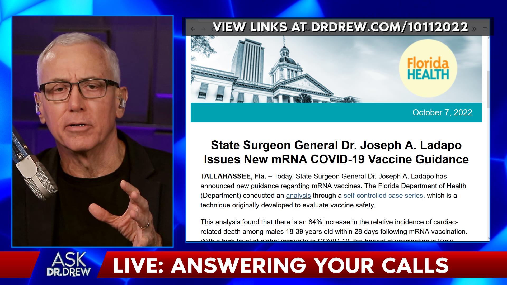 Florida Surgeon General Ladapo new mRNA covid vaccine Oct 11 2022 Dr Drew